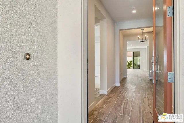 a view of a porch with a fireplace