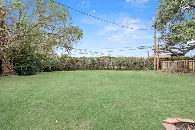 a view of yard with grass and trees