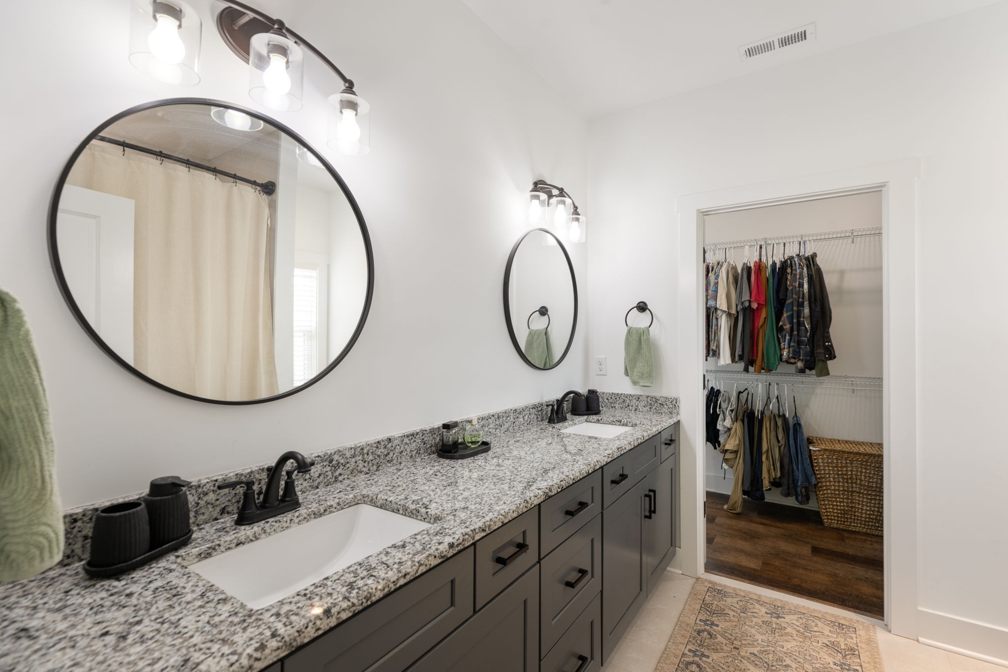 1578 Angus Way Greenbrier, TN 37073 - Photo 32 of 45 a bathroom with a granite countertop double vanity sink and a mirror
