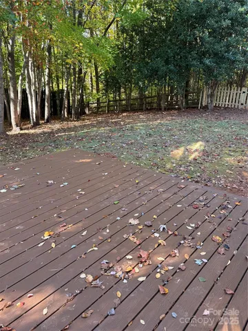 a view of a backyard with a large tree