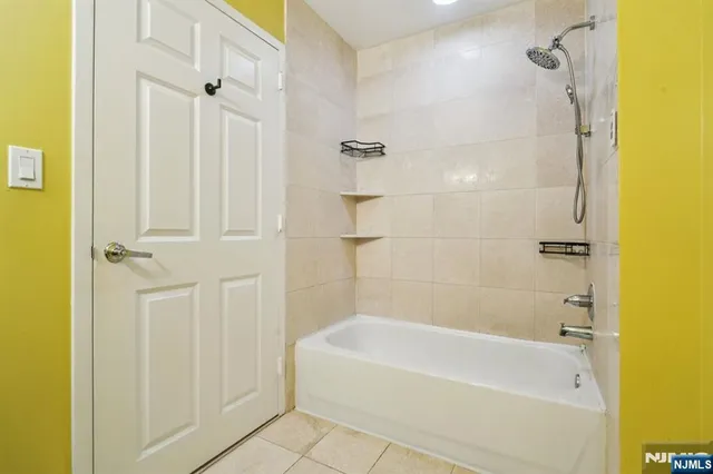 a bathroom with a bathtub