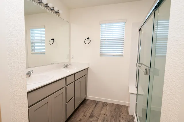 a view of an empty walk in closet