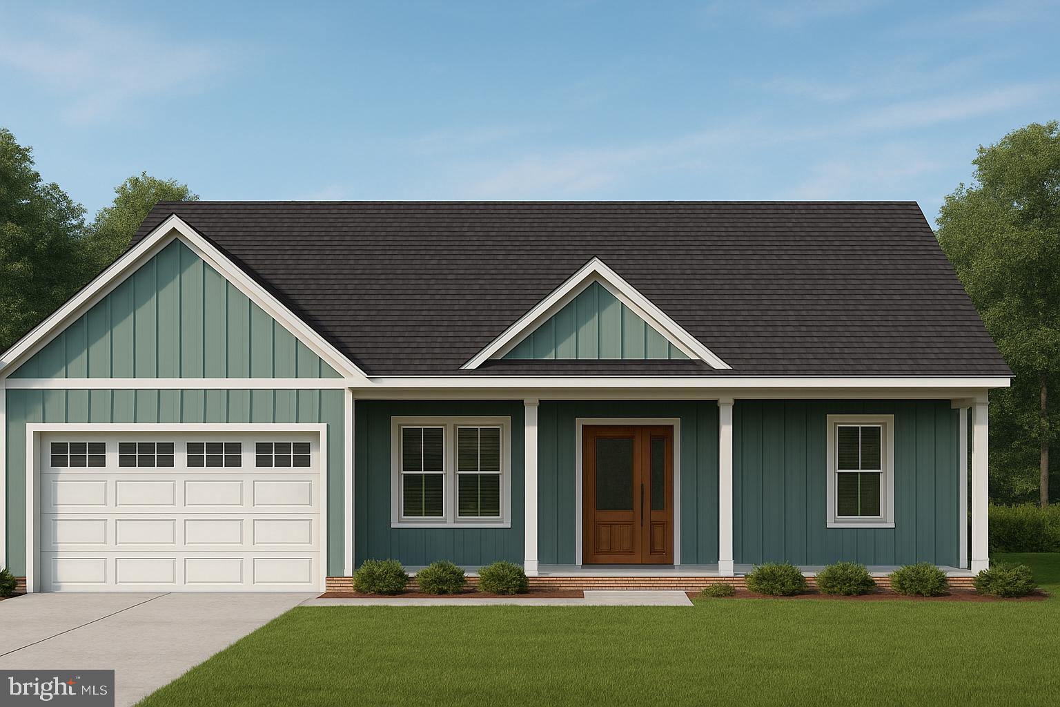 front view of a house with a yard