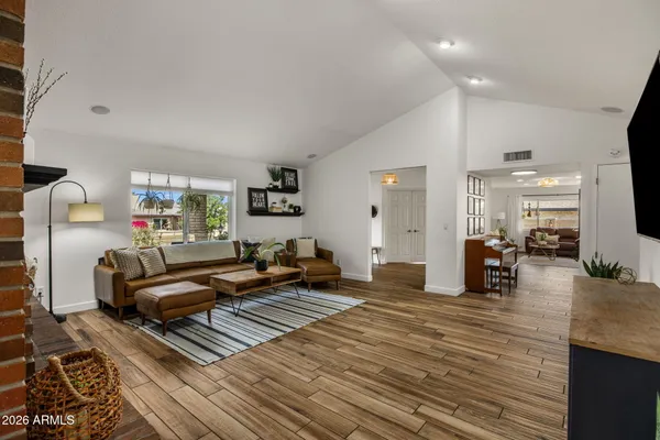 a living room with furniture