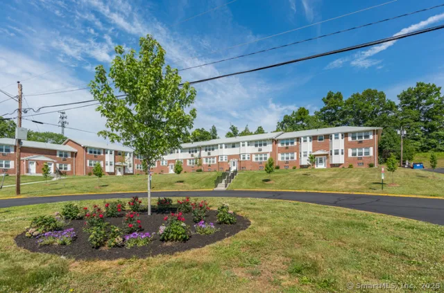 a view of a house with a big yard and potted plants