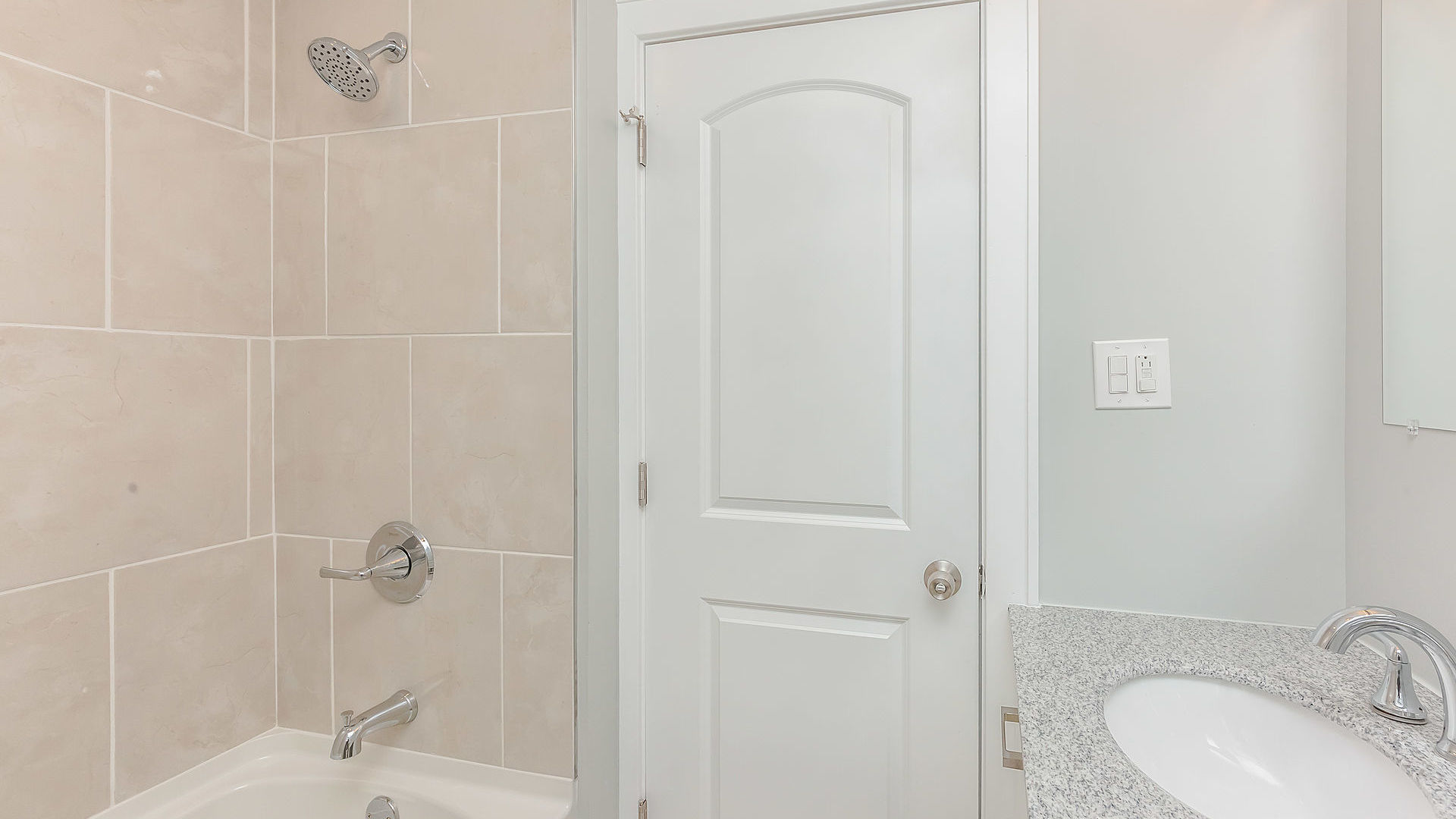 1159 West 112th Street Chicago, IL 60643 - Photo 17 of 27 a bathroom with a granite countertop sink a mirror and shower