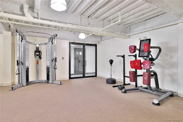 a view of a room with gym equipment