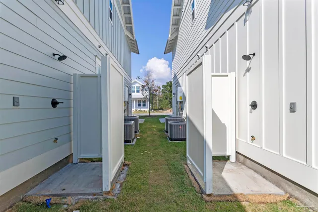 a view of an entryway with garden