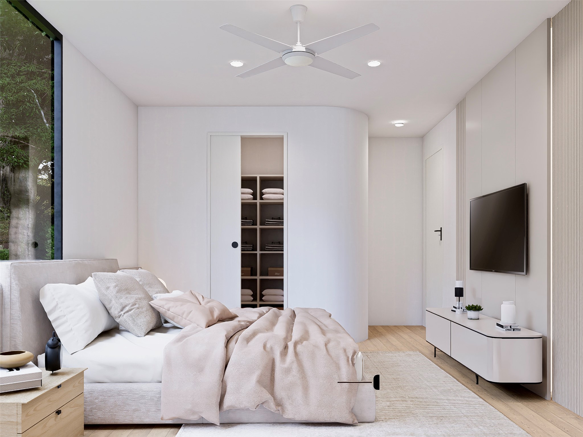 111 Mildred Street, Unit 3 Austin, TX 78702 - Photo 9 of 22 a bedroom with a bed and a flat screen tv