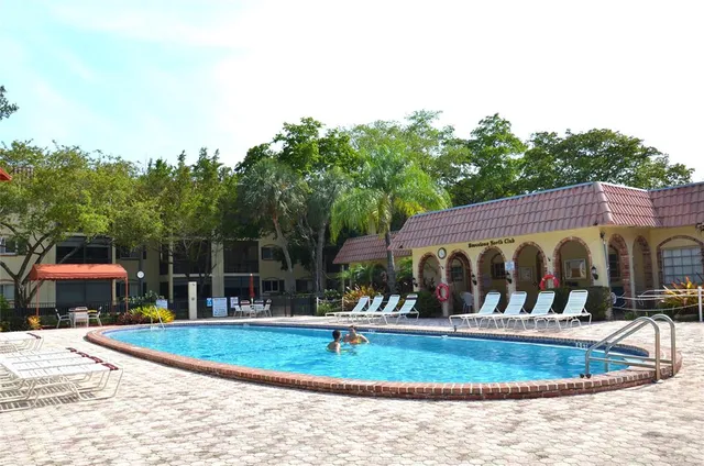 a view of a park with slide