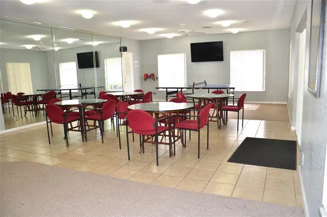 a view of a dining area with furniture