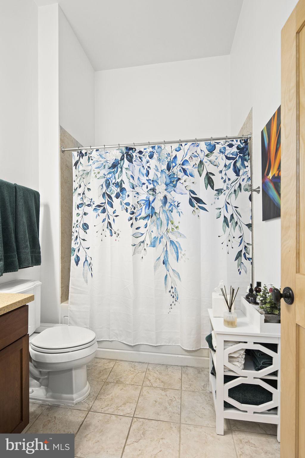 9610 Dewitt Drive, Unit PH204 Silver Spring, MD 20910 - Photo 31 of 42 a bathroom with a toilet and a shower curtain