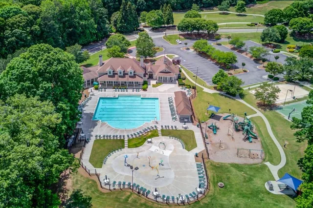 an aerial view of a house