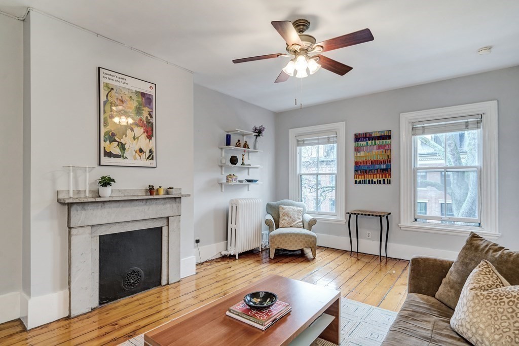 72 Rutland Street, Unit 3 Boston, MA 02118 - Photo 15 of 27 a living room with furniture and a fireplace