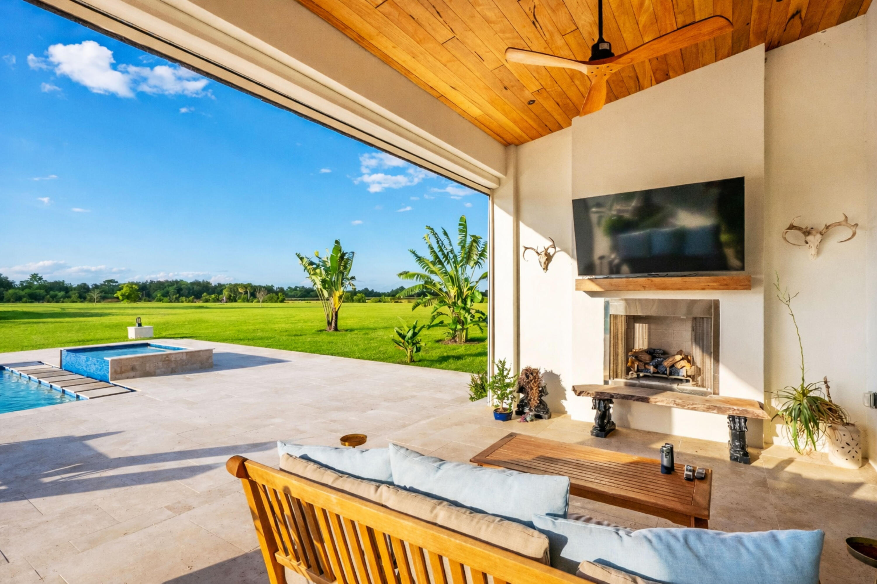 26209 Southwest Jockeys Run Okeechobee, FL 34974 - Photo 49 of 57 Modern patio with pool and spa