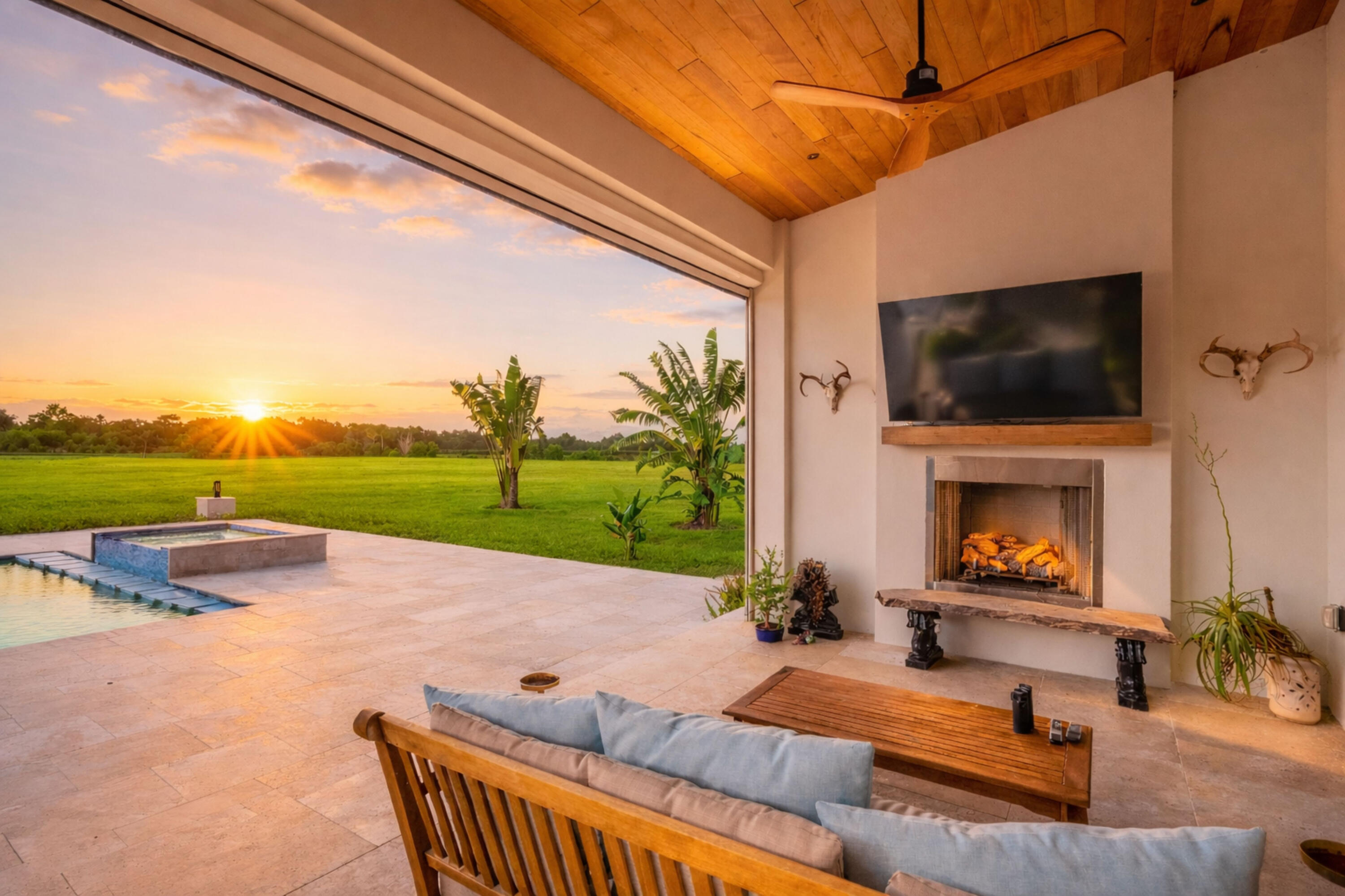 26209 Southwest Jockeys Run Okeechobee, FL 34974 - Photo 50 of 57 Serene sunset over a backyard oasis