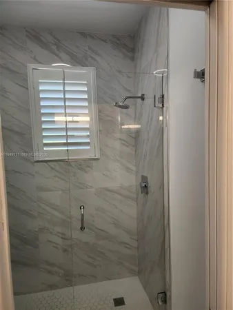 a bathroom with a bathtub