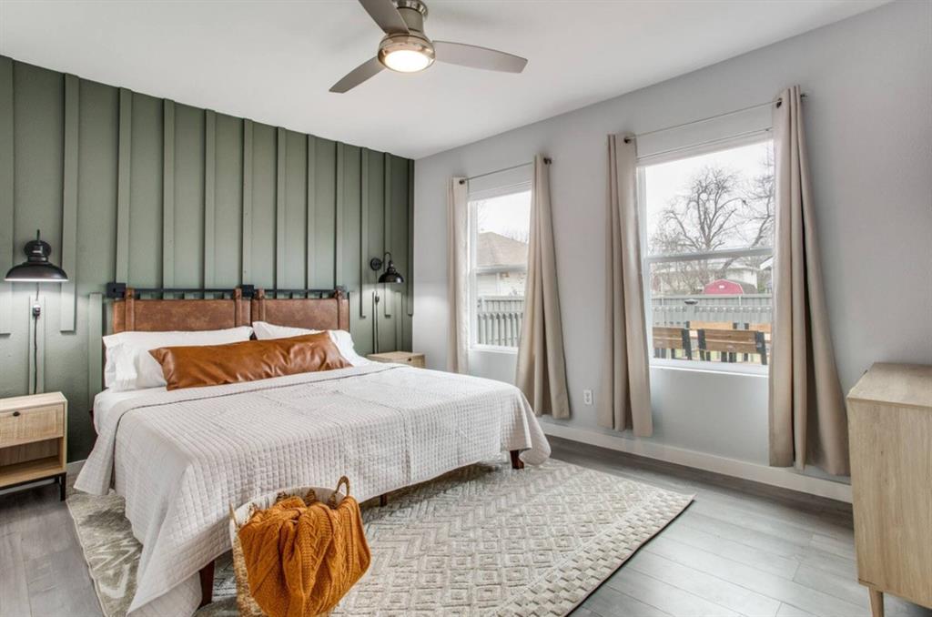 1606 West 12th Street Dallas, TX 75208 - Photo 8 of 20 Bedroom featuring wood finished floors and a ceiling fan