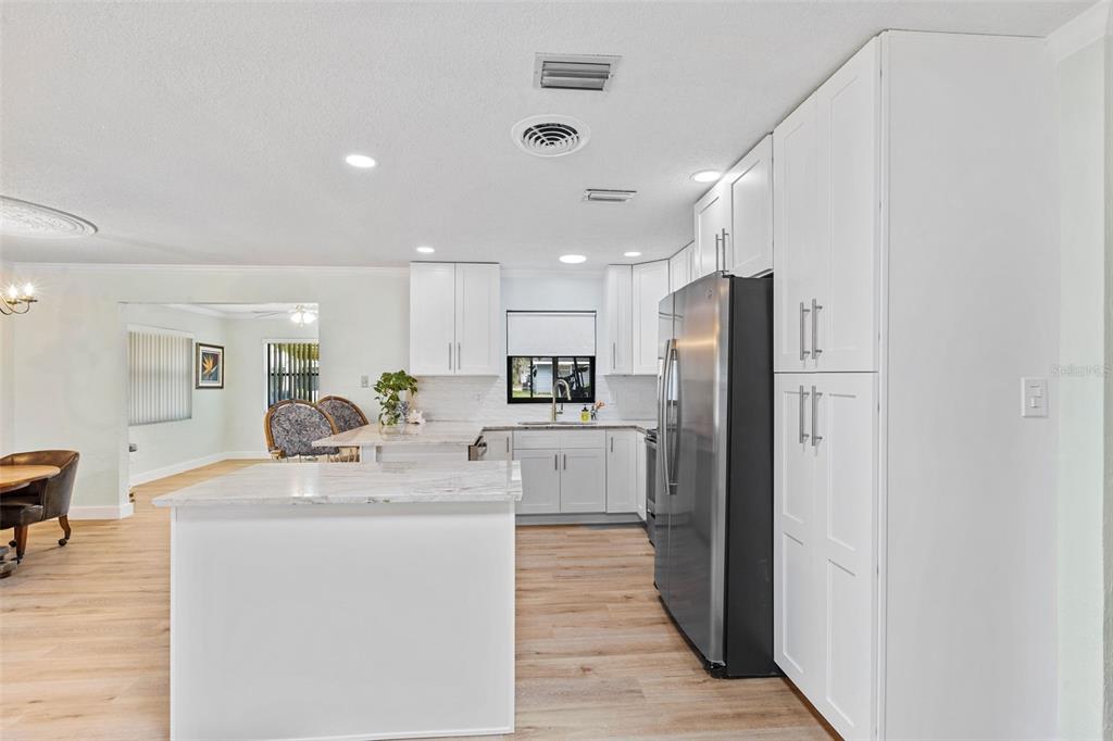1855 Pine Tree Drive Edgewater, FL 32141 - Photo 9 of 26 a room with stainless steel appliances kitchen island a refrigerator and a sink