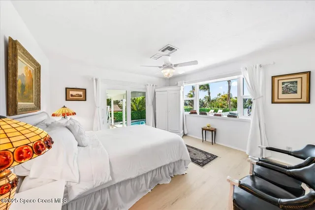 a view of a balcony with an ocean view