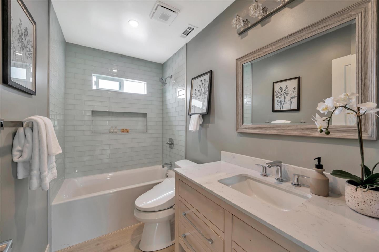 467 Glasgow Drive Pacifica, CA 94044 - Photo 35 of 47 a bathroom with a granite countertop sink toilet and shower