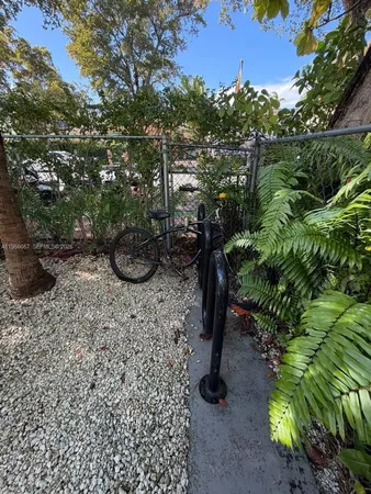 a view of a yard with plants
