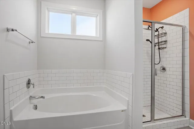 a bathroom with a bathtub