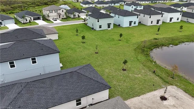 aerial view of a house with garden