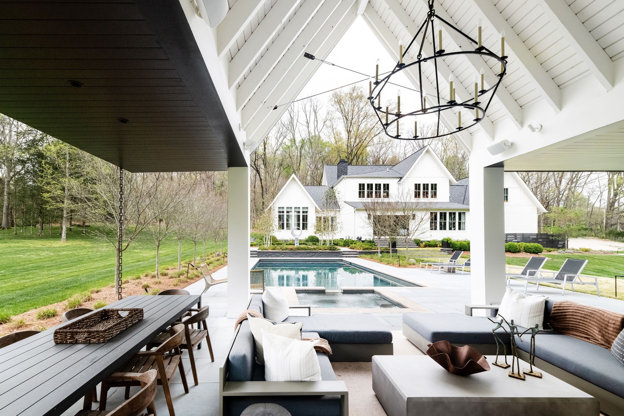 6475 Peytonsville-Arno Road College Grove, TN 37046 - Photo 60 of 70 a view of a patio with couches fire pit and swimming pool