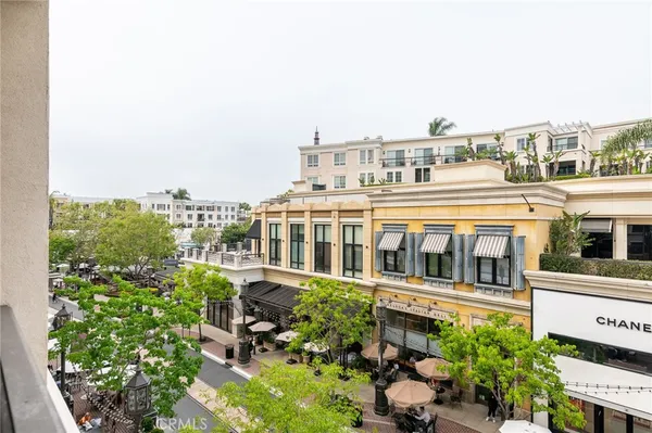 a view of a building with a garden