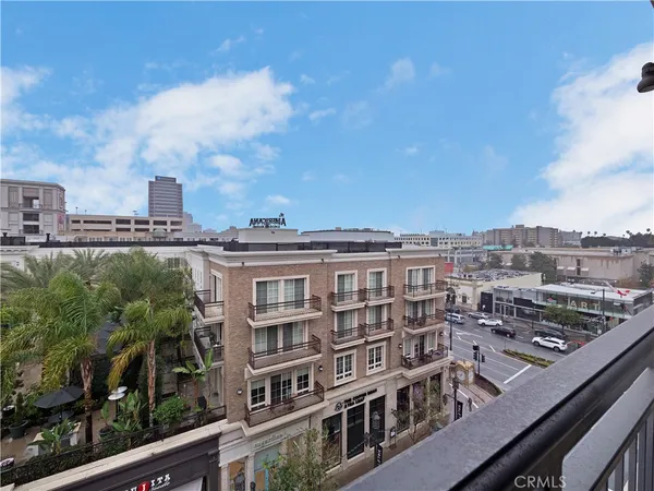 a view of a city from a balcony