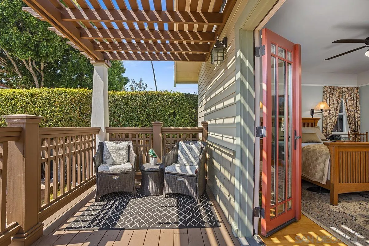 3636 Herbert Street San Diego, CA 92103 - Photo 43 of 55 a view of balcony with wooden floor and outdoor seating