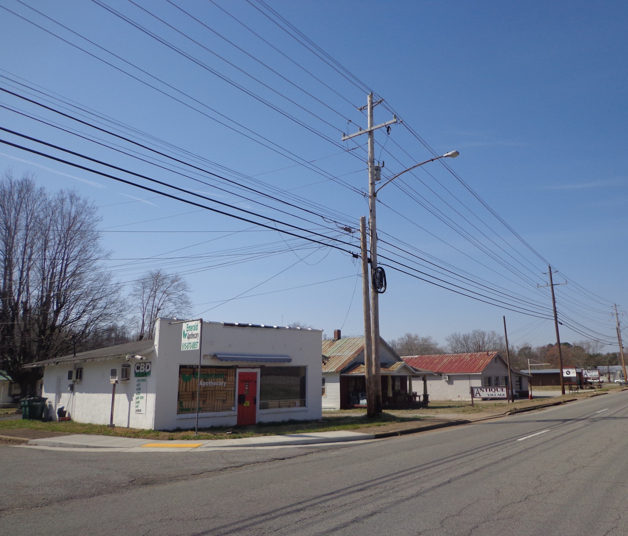 a view of a street with houses