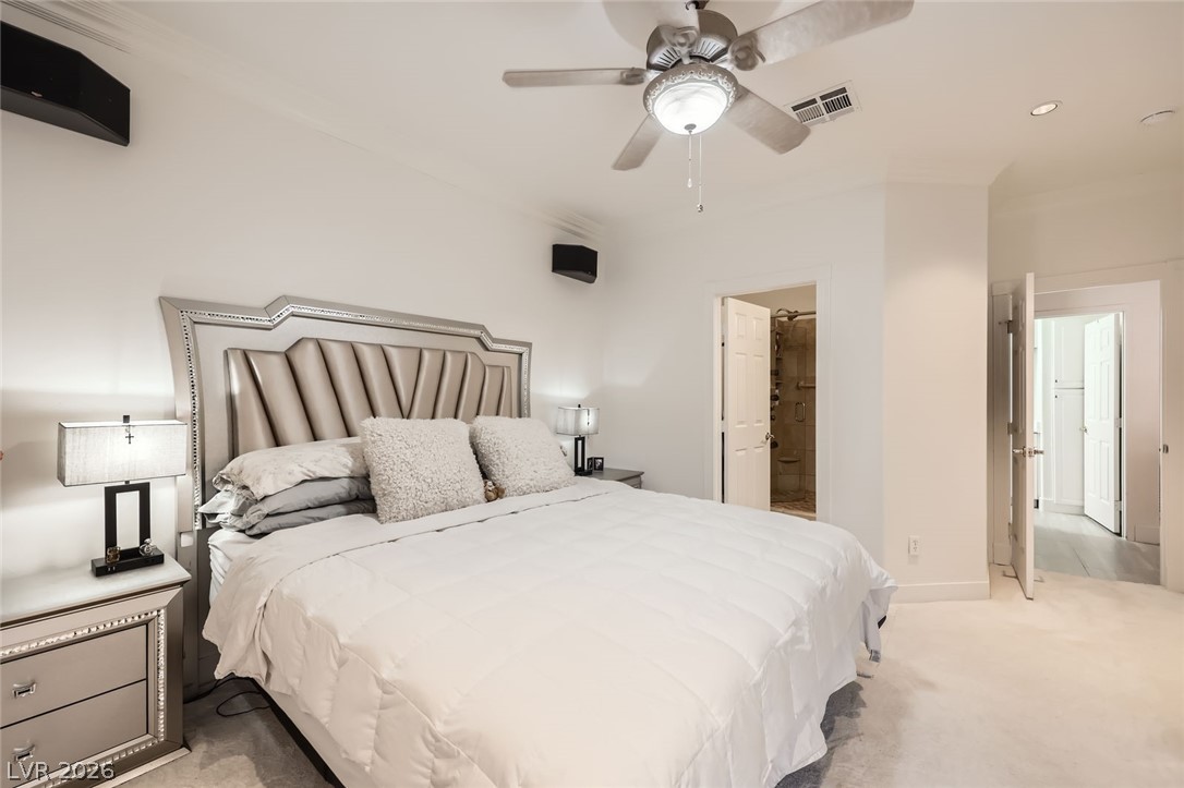 2050 West Warm Springs Road, Unit 3624 Henderson, NV 89014 - Photo 18 of 40 Bedroom featuring light carpet and ceiling fan