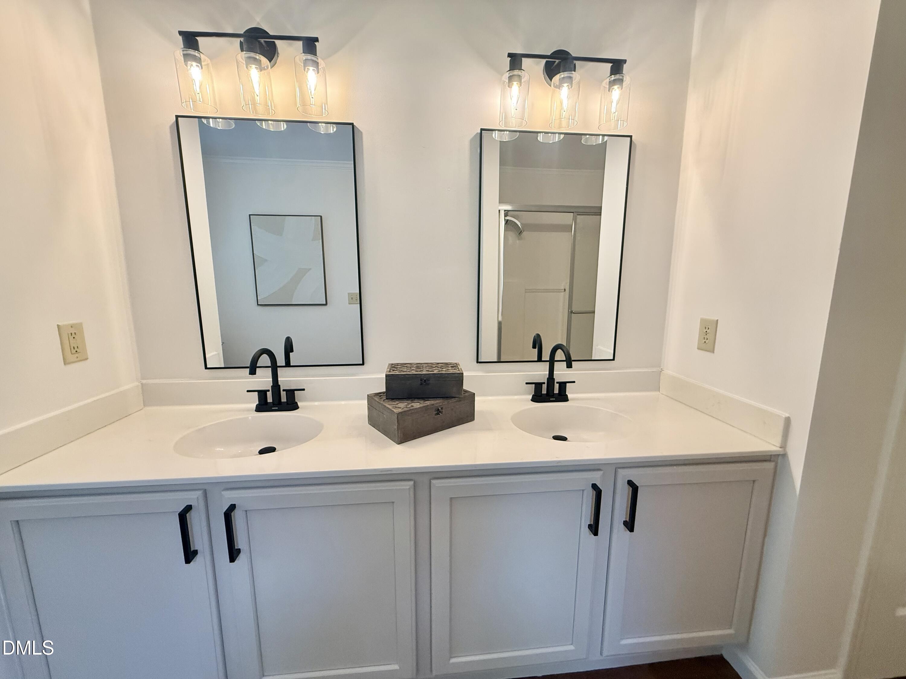 2429 Halifax Road Roxboro, NC 27573 - Photo 35 of 54 a bathroom with double sink and a mirror