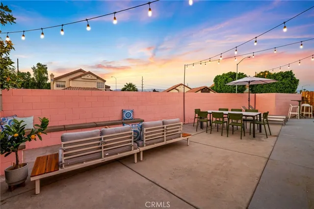 a view of a terrace with sitting area