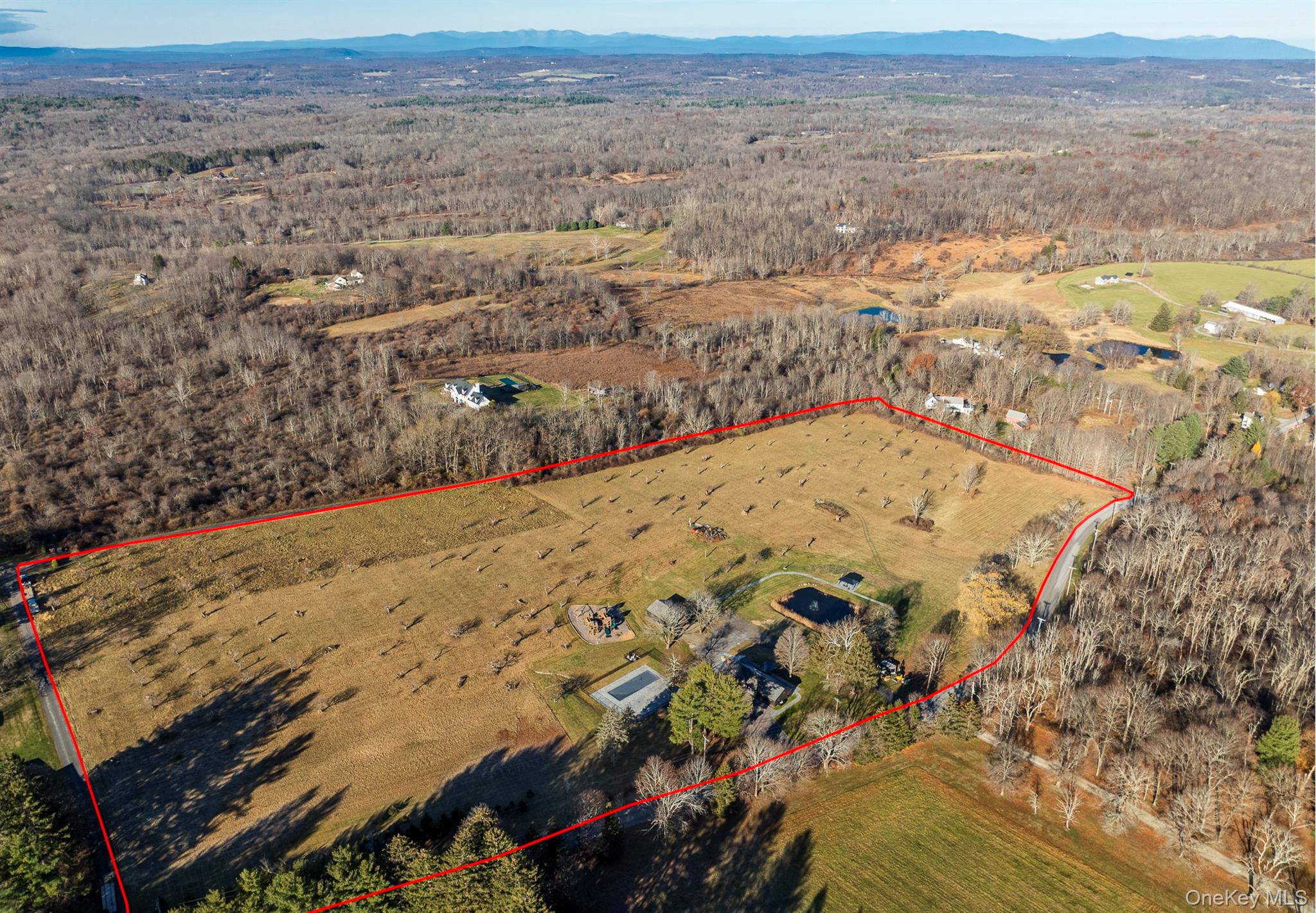 97 Valley Farm Road Millbrook, NY 12545 - Photo 9 of 50 Aerial view of property's location with parcel outlined