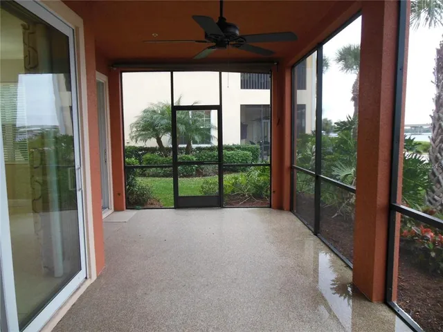 a view of porch with a floor to ceiling window