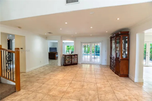a view of a dining area with furniture