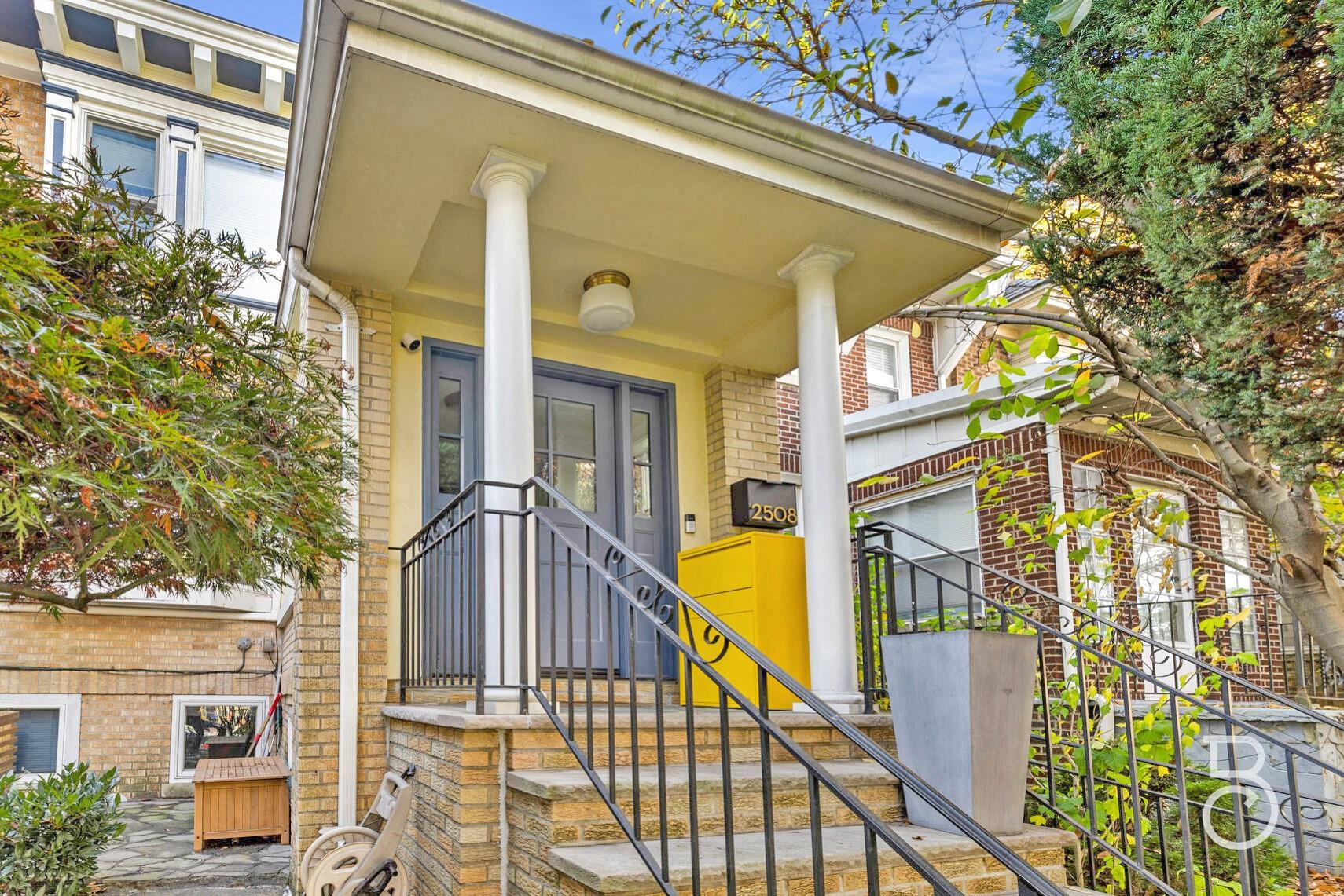 a view of a building with a staircase