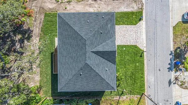 an aerial view of a house having outdoor space