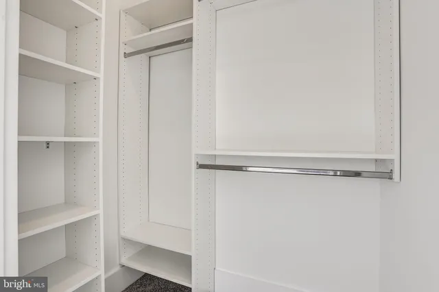 a view of an empty walk in closet