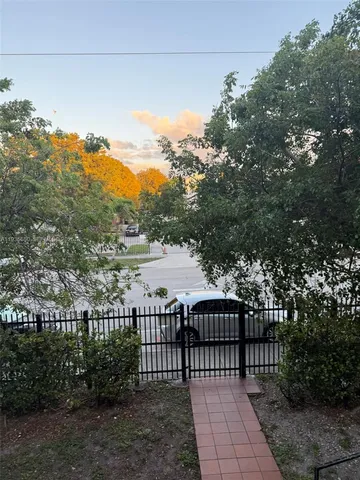 a view of a terrace with a garden