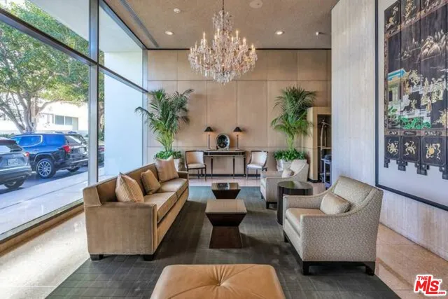 a view of a swimming pool with a bench