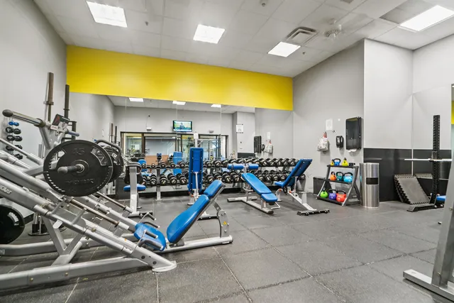 a view of a room with gym equipment