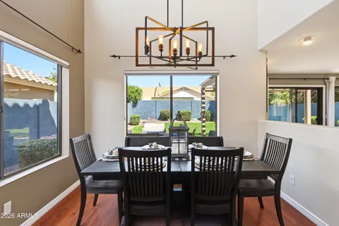 a living room with granite countertop furniture and a large window