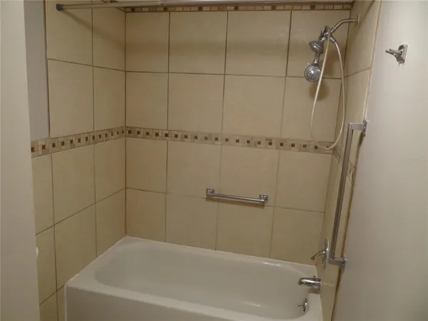 a bathroom with a bathtub