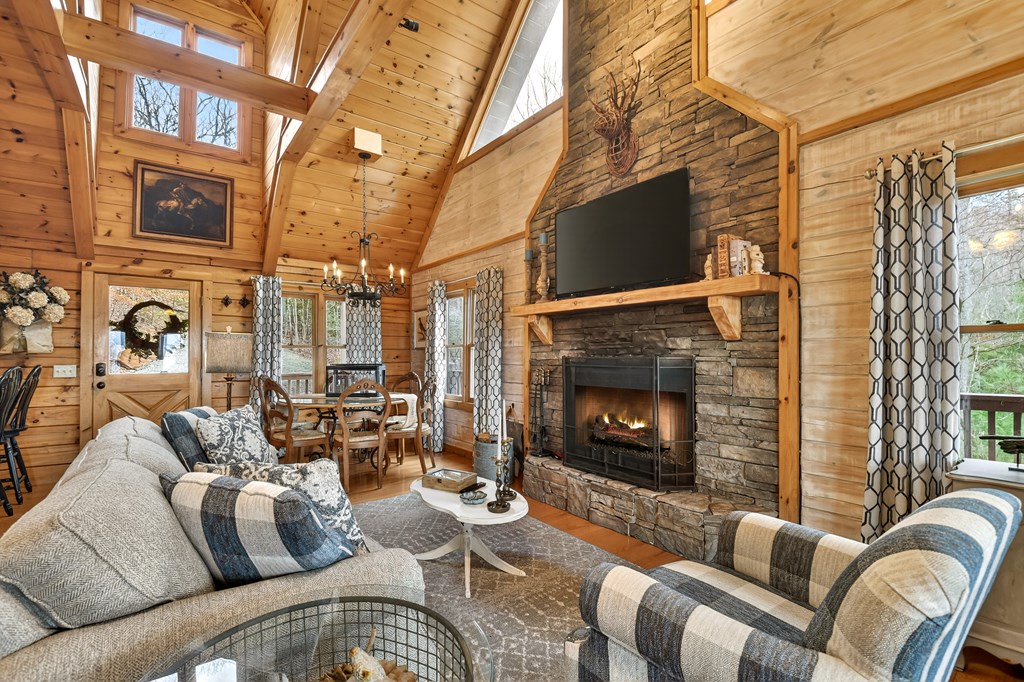 54 Channing Ridge Road Morganton, GA 30560 - Photo 28 of 54 a living room with furniture fireplace and a flat screen tv