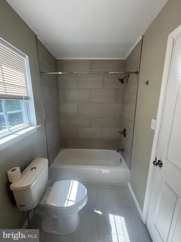 a bathroom with a toilet and a bathtub