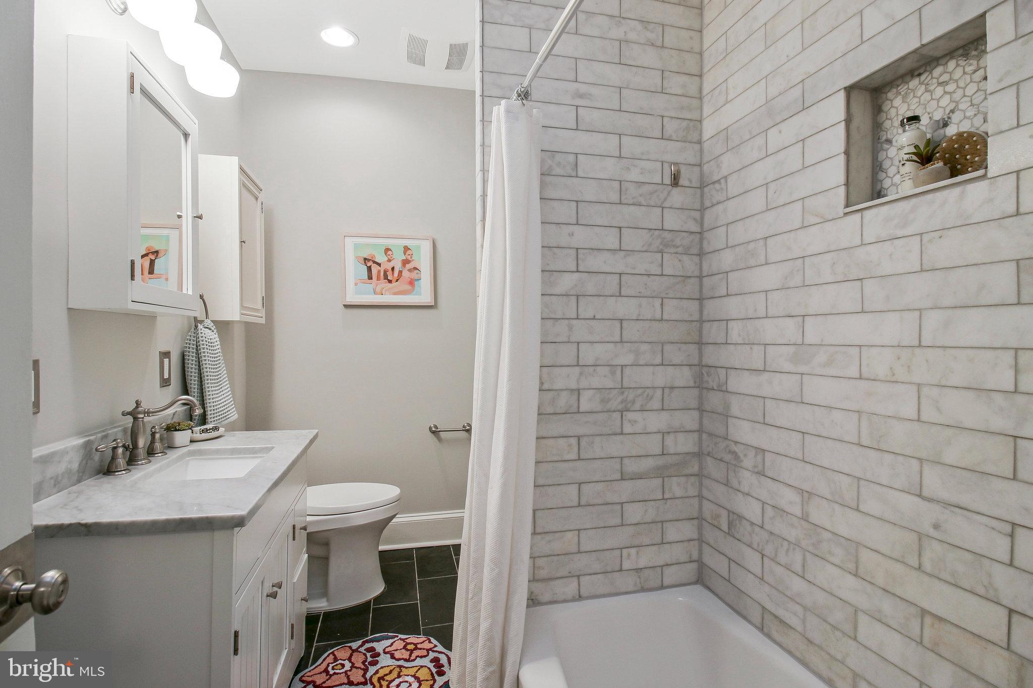 239 11th Street Southeast Washington, DC 20003 - Photo 35 of 53 a bathroom with a sink a toilet and shower